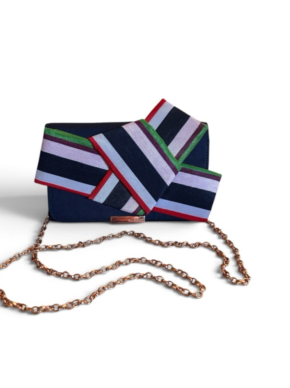 Ted Baker Dannyy Bay of Honor Navy Knotted Bow Clutch Evening Bag